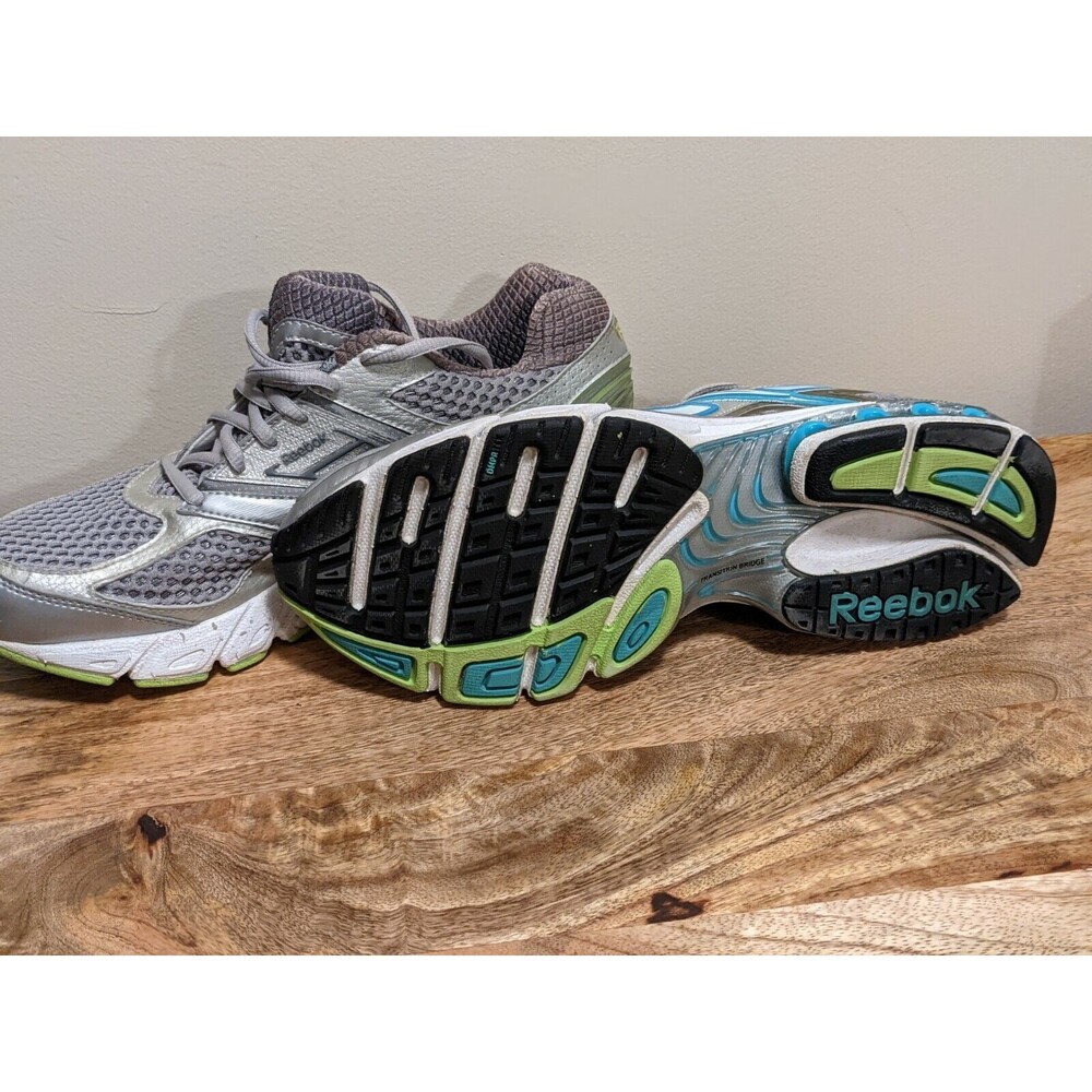 Reebok Women's Trinity V Silver/White/Blue/Kiwi Running Shoe 11